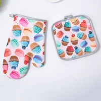 kitchen anti scald oven gloves hot pads cotton oven heat mitts and potholders sets for microwave grill baking tools