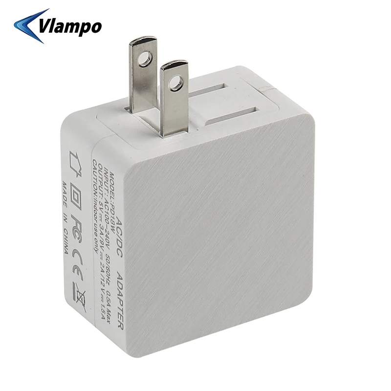 VLAMPO USB C зарядное устройство для быстрой зарядки с американской вилкой PD 18 Вт