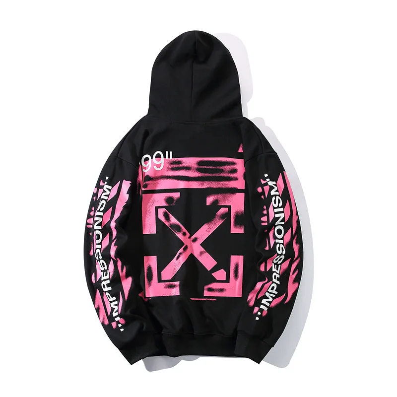 

19fw off ow white autumn winter graffiti pink arrow men's and women's Hoodie