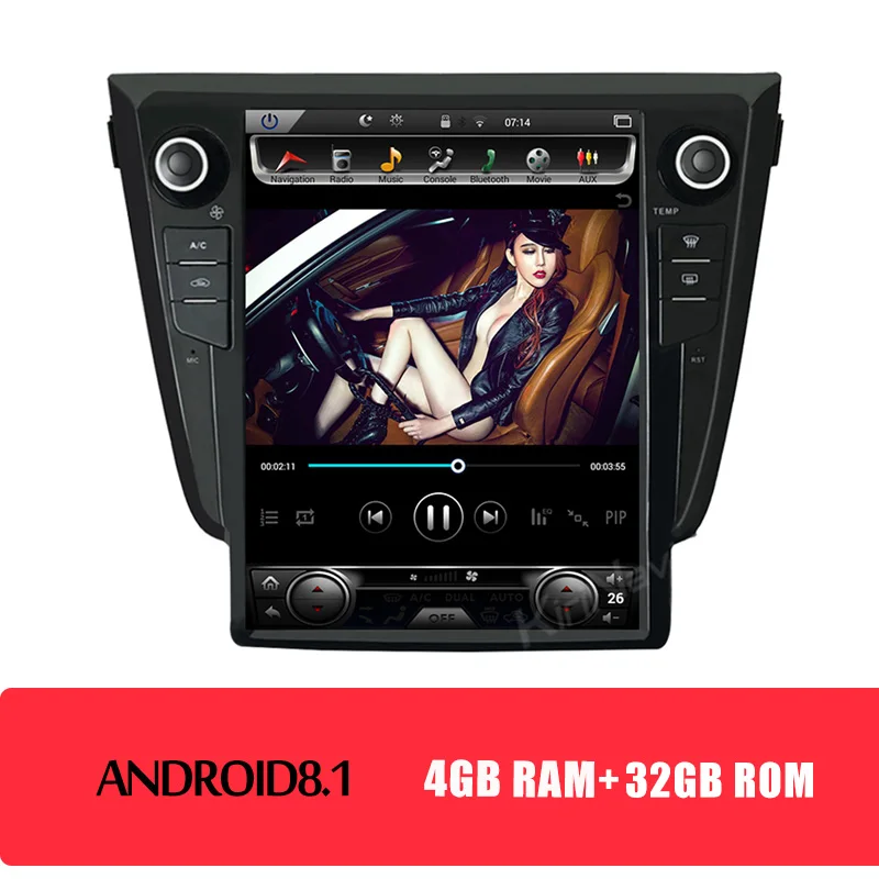 KiriNavi Telsa стиль вертикальный экран 1 Din Android 8,1 12," автомобильный DVD Радио для Nissan Qashqai X trail авто gps навигация wifi - Цвет: Android Car Radio