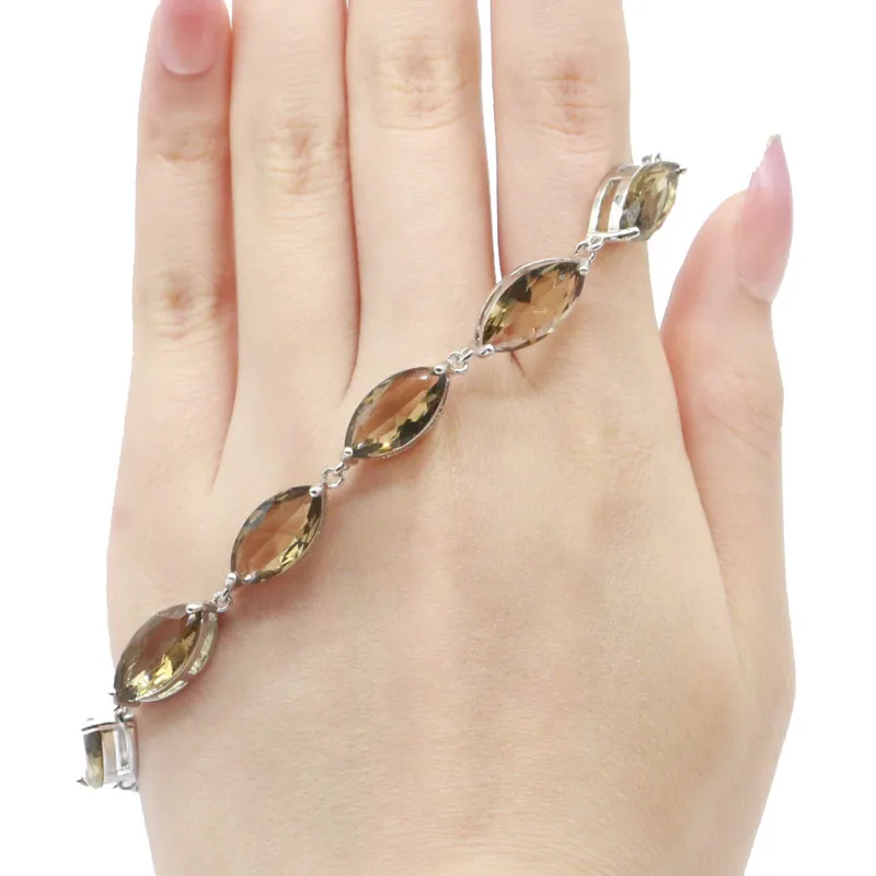 16x8 мм великолепный Смоки Топаз Зеленый Перидот подарок для сестры серебряный