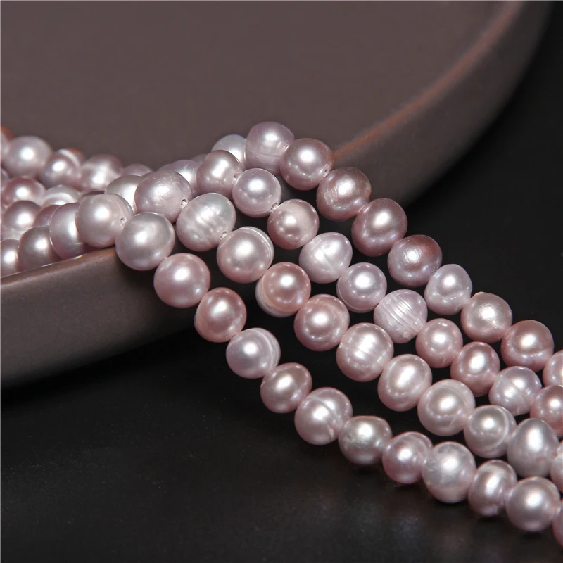 

6-6.5mm Natural White Freshwater Pearls Beads Irregular Round Cultured Pearl For DIY Women Handmade Bracelet Necklace 14" Strand