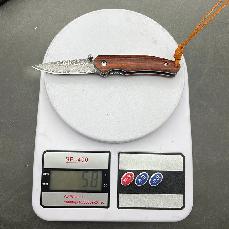 Складной нож из дамасской стали Походный высокой твердости Портативный для