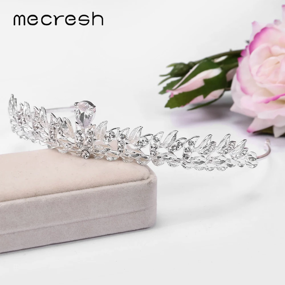 Mecresh листья циркона короны невесты тиары Кристалл Quinceanera для конкурса