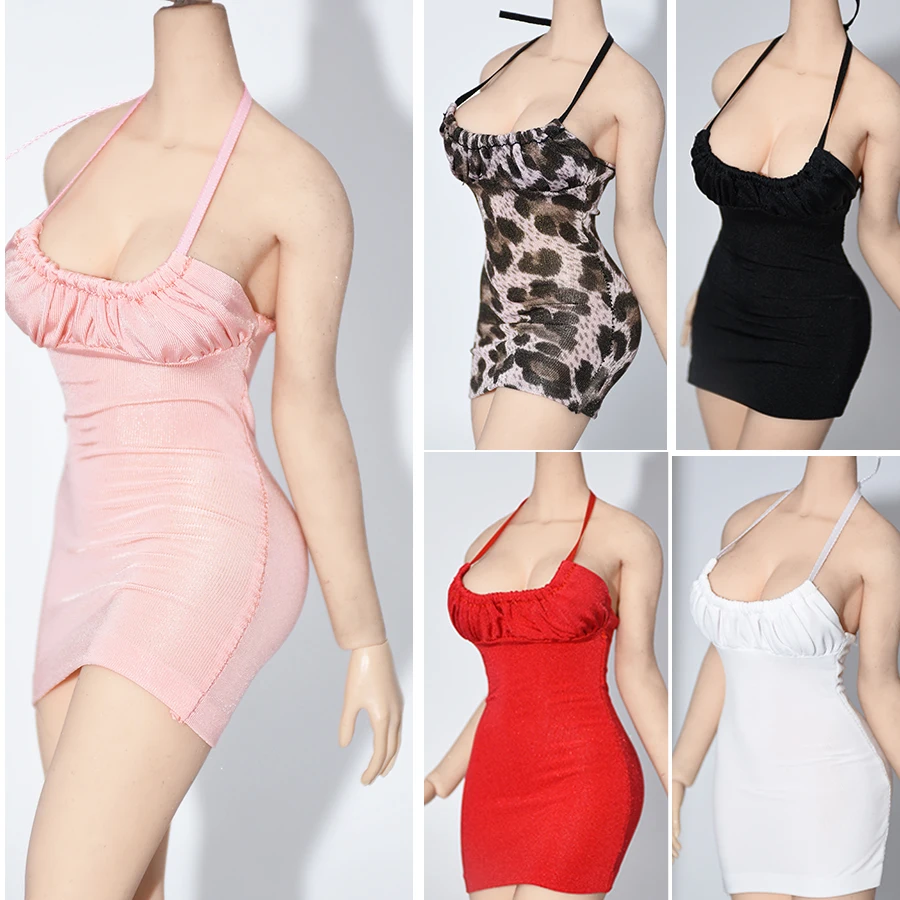 

1/6 Female Sexy Sling Super Low-cut Dress Tight Party Hip Wrap Skirt for 12" TBLeague Large Breast Figure Body Doll