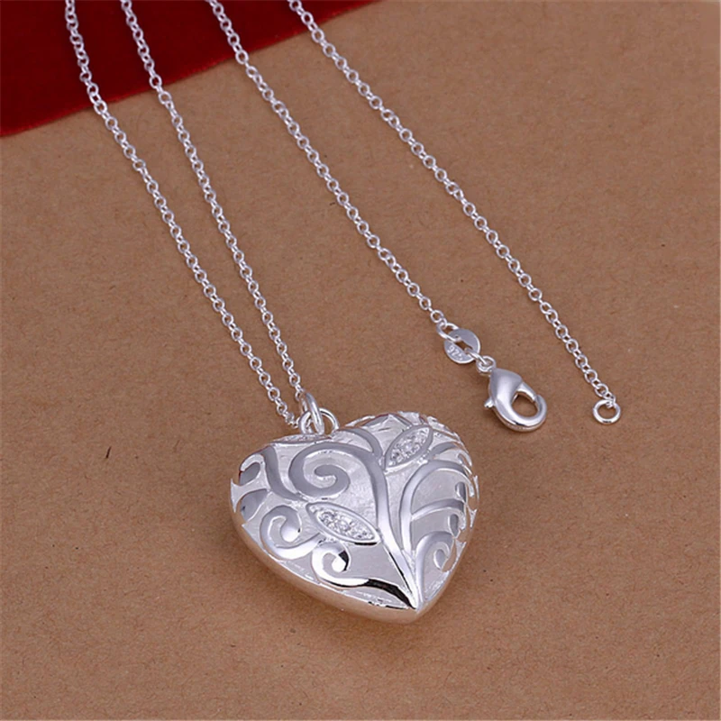 

Charmhouse Pure Silver Necklaces For Women Zirconia Heart Pendant & Necklace Collier Femme Wedding Bridal Jewelry Accessories