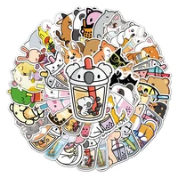 50pcs pet drink milk tea stickers for notebooks stationery panda dog sticker aesthetic craft supplies scrapbooking material
