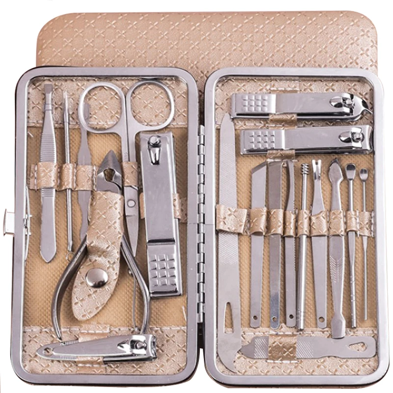 

8/9/12/19 pcs Manicure Cutters Nail Clipper Set Household Stainless Steel Ear Spoon Nail Clippers Pedicure Nail Scissors Tool
