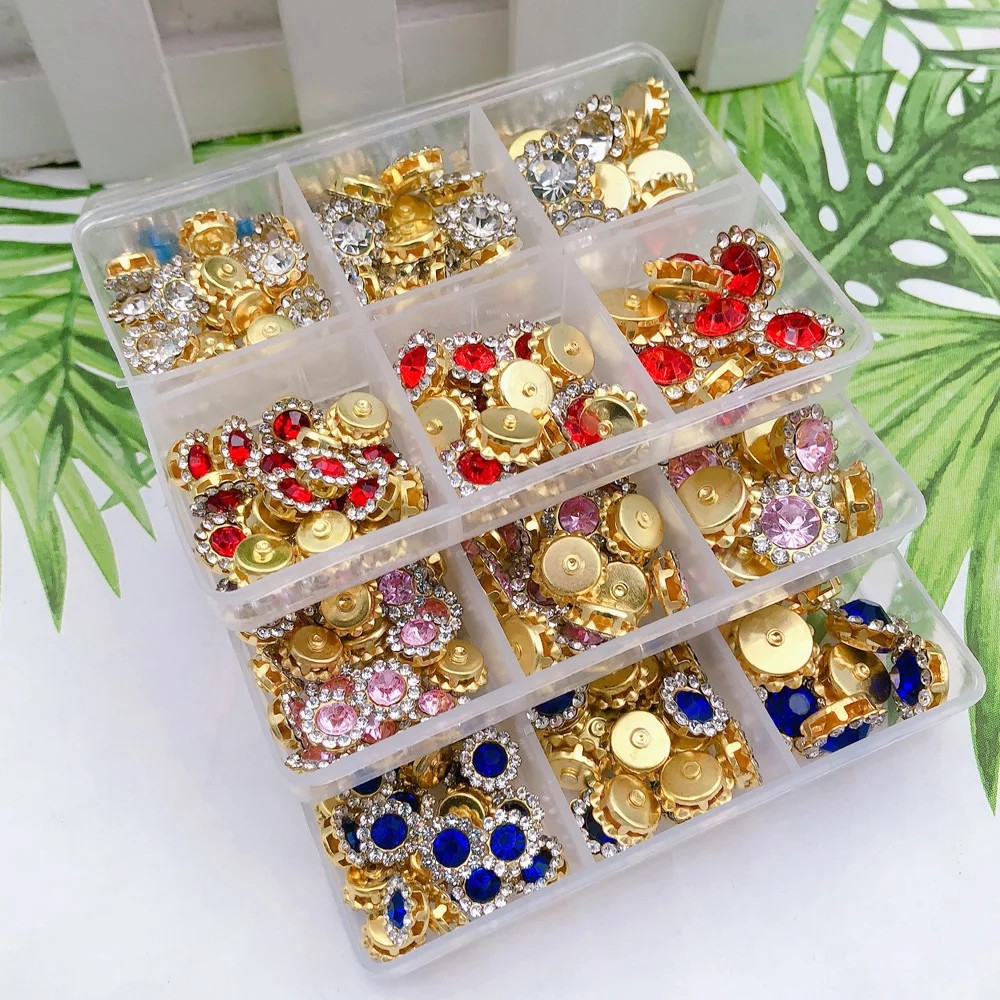 

6 Grid/Set of AB Crystal Rhinestone 8-12mm Diamond Gem Clear Glitter Garment Decoration Glass Crystal Sewing DIY Handmade Craft