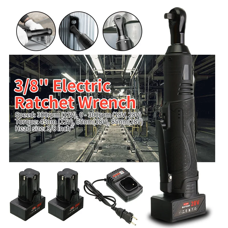 Аккумуляторная литий ионная батарея 12V 18V 28V 3/8 ''электрический ключ с трещоткой