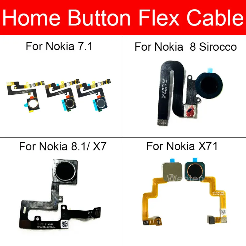 

Fingerprint Sensor Flex Ribbon For Nokia 7.1 8.1 X71 X7 8 Sirocco Back Home Button Return Key Touch Sensor Flex Cable Repair