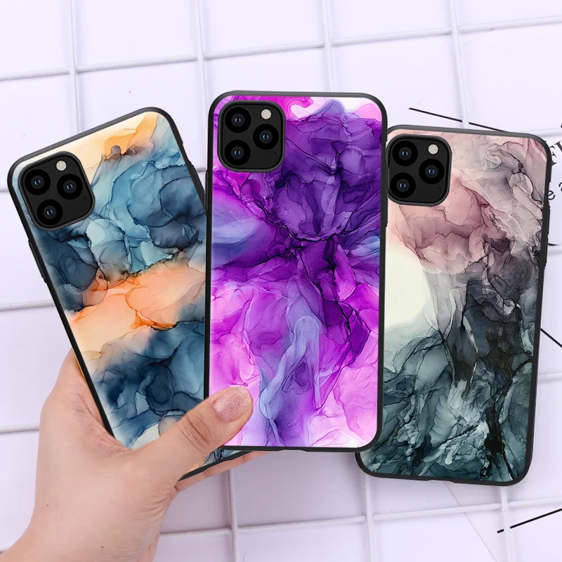 

Watercolor Marble Pattern Case for iPhone 12 Pro Max XR XS X Full Cover Silicone Phone Case for iPhone 11 7 8 Plus 6 6S SE 2020