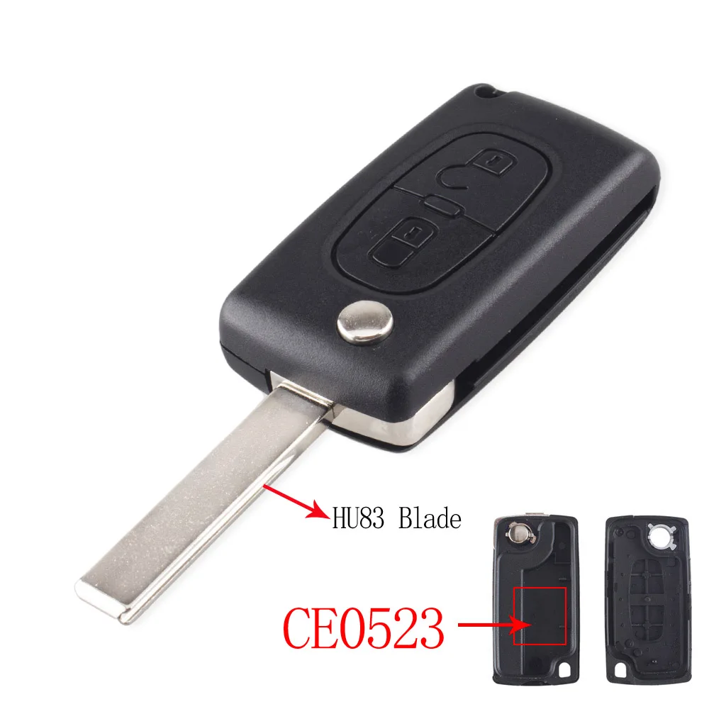 

KEYYOU 2-кнопочный складной чехол для ключей, пустой корпус для Peugeot 107 207 307 307S 308 3008 407 607 2BT