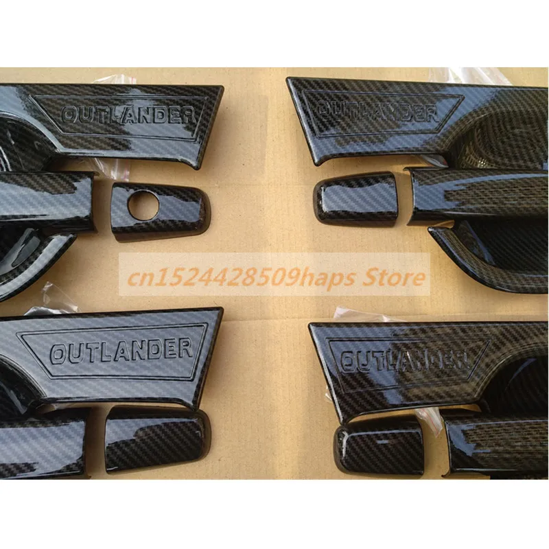 Карбоновая Накладка для автомобильной дверной ручки с принтом миски Mitsubishi Outlander