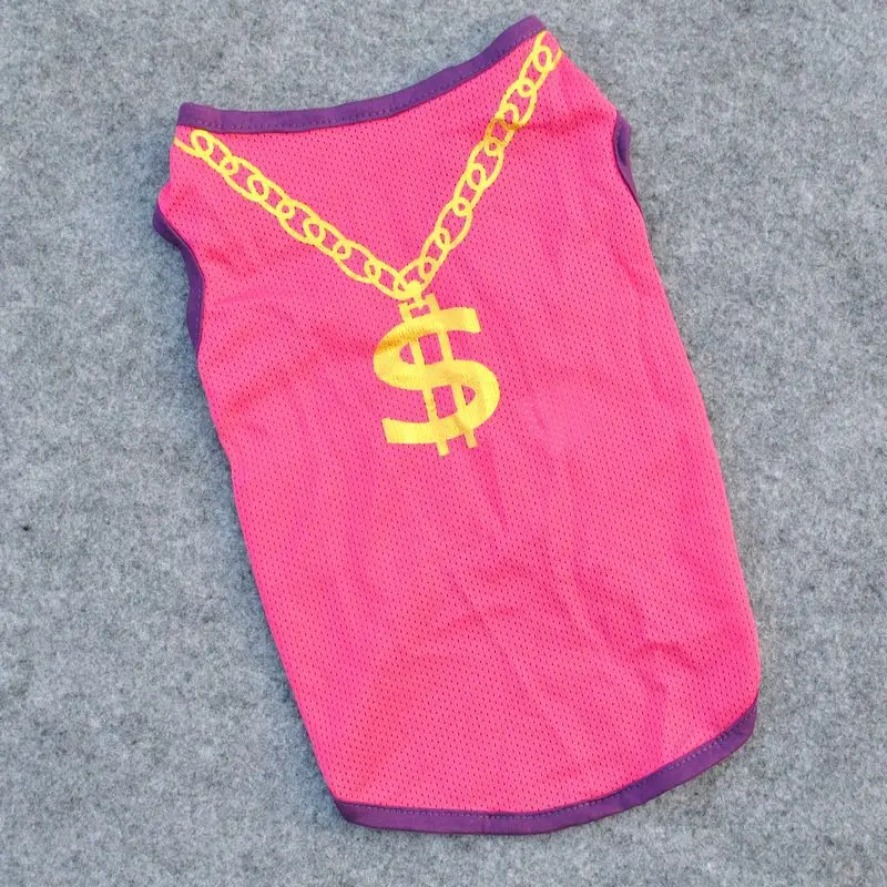 

2021 new Dog clothes for small dogs Clothing cats chihuahua french bulldog T-shirt supplies Puppy summer Gold chain print vest a