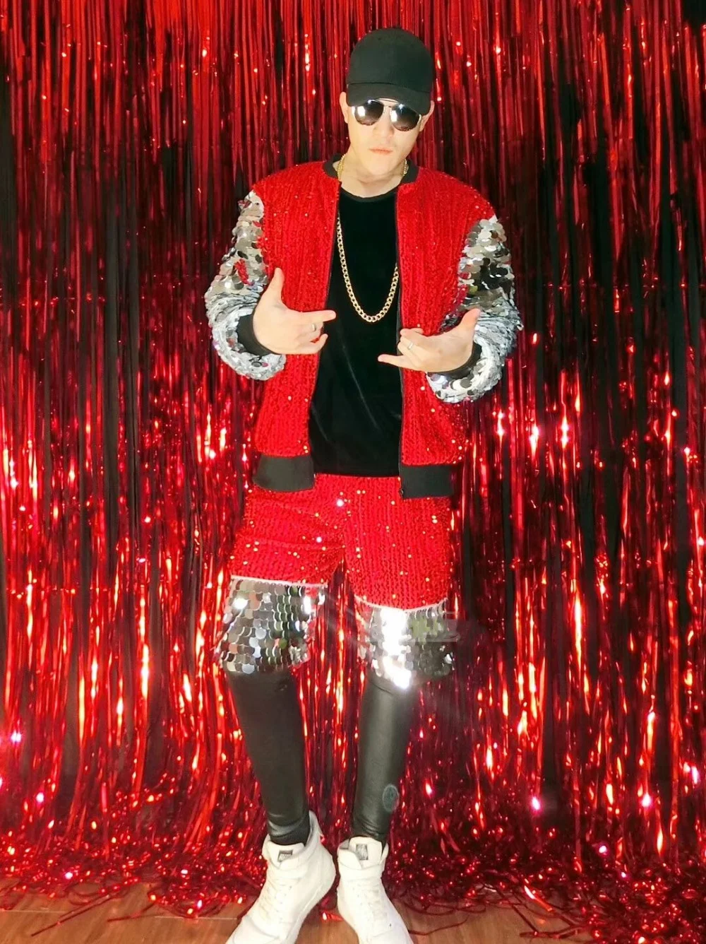 Сценический костюм в стиле хип-хоп с блестками и рок-танцовщица 2018 Tide Male Bar Singer DJDS