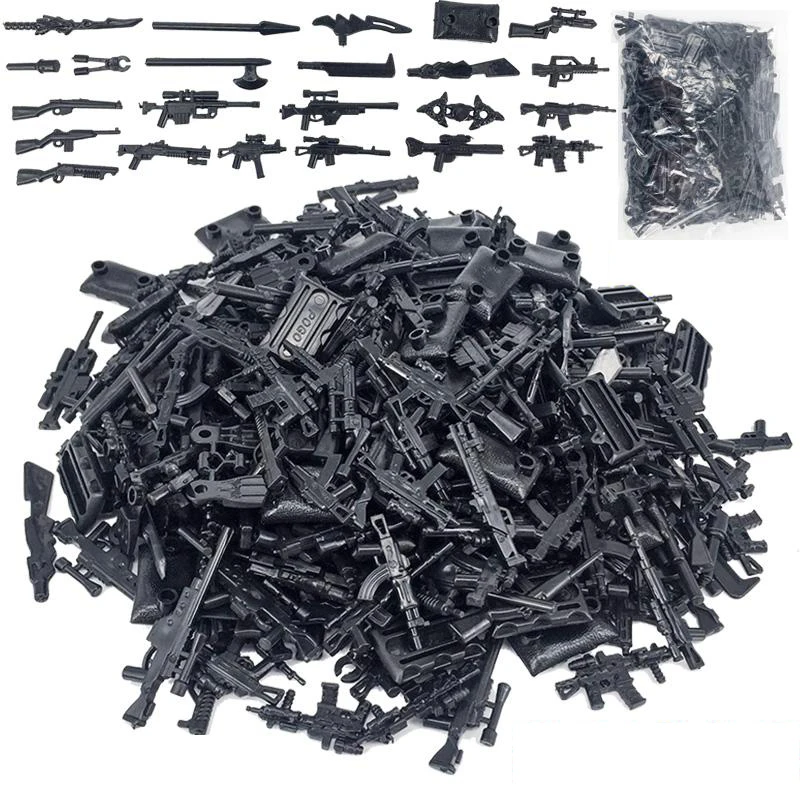 25/50/100 шт., Детский конструктор «оружие»