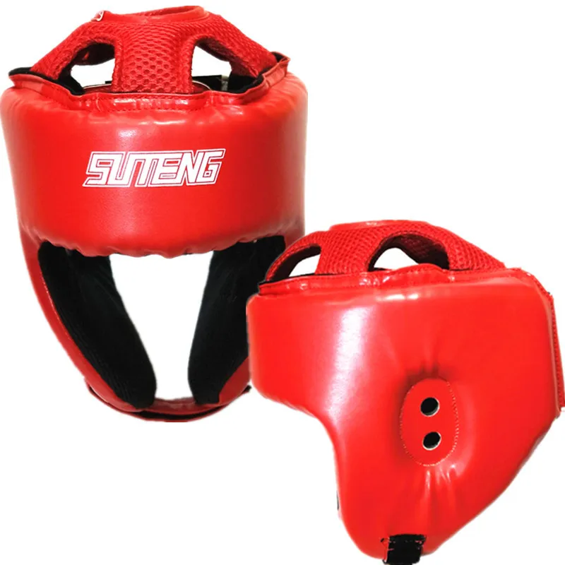 

Новый боксерский шлем красный головной убор Регулируемый сандалии кикбоксинг, муай-тай унисекс защиты головы полупокрытый без маска проте...