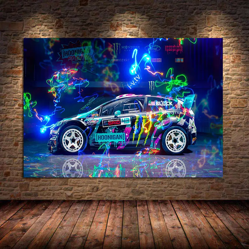 

Canvas Painting Fords Rally Car Racing Car Posters and Prints Wall Art Pictures for Living Room Decor Home Decoration Unframed