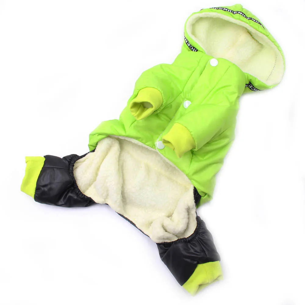 

Winter Dog jumpsuit Waterproof Hooded Warm Fleece Thick Overalls for Small Dogs Chihuahua Yorkies Clothes for Cold Weather