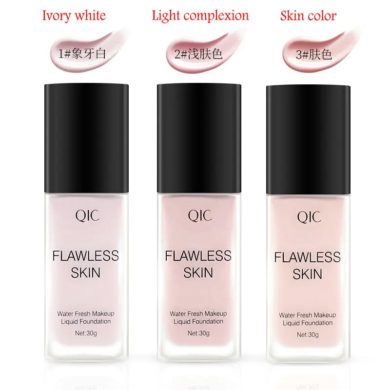Buy QIC 30g Flawless Skin Foundation Water Fresh Make-up Moisturizing Concealer Makeup Nude Not Easy to Remove Liquid on