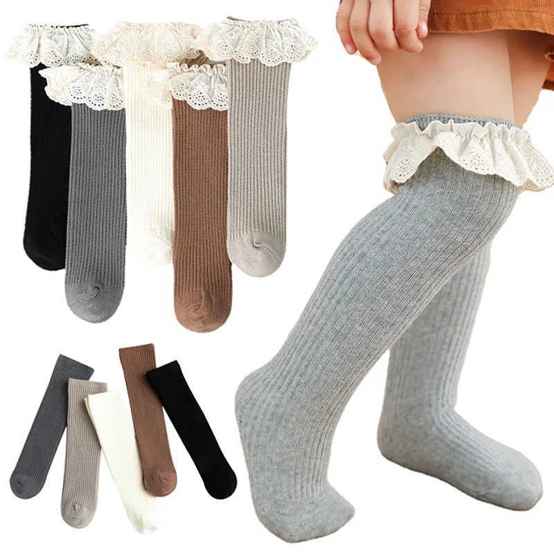 0 8 Years Knee High Socks Long Socks Baby Girls Socks Kids Knee Length Soft Cotton Baby Socks Lace Kid Cotton Socks For Girls