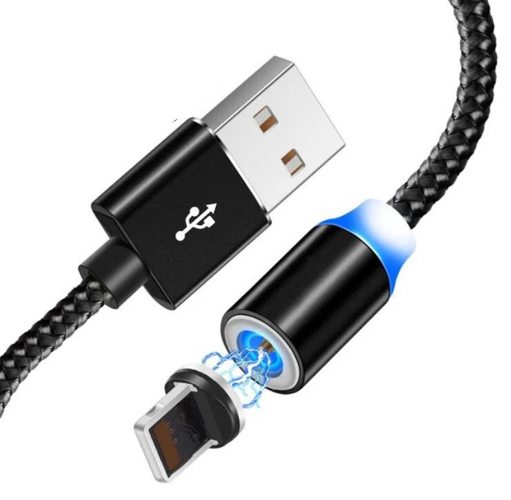 Black for iPhone 360 СВЕТОДИОДНЫЙ Магнитный зарядный кабель для iPhone XR XS MAX X 8 7 6 6S Plus, магнитное зарядное устройство для мобильного телефона, кабель Micro USB C, провод типа C - Тип штекера: Black for iPhone