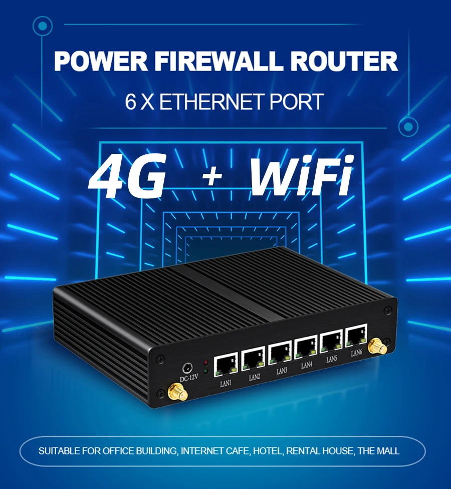 Брандмауэр прибор Intel Core i3 5010U Мини ПК 6x гигабитный Ethernet HDMI Поддержка WiFi 4G LTE Pfsense