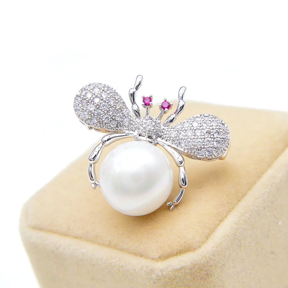 

Pink pearl zircon bee brooch badge pin summer anti-glare collar pin clothing accessories corsage brooches jewelry for women