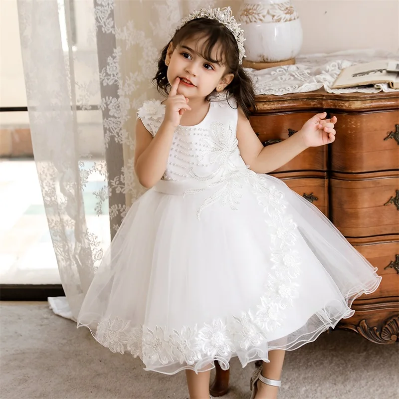 

Beading Lace White Vestidos Baby Girl Dress Christening Princess Toddler Birthday Party Ball Gown Newborn Children Clothes1 Year