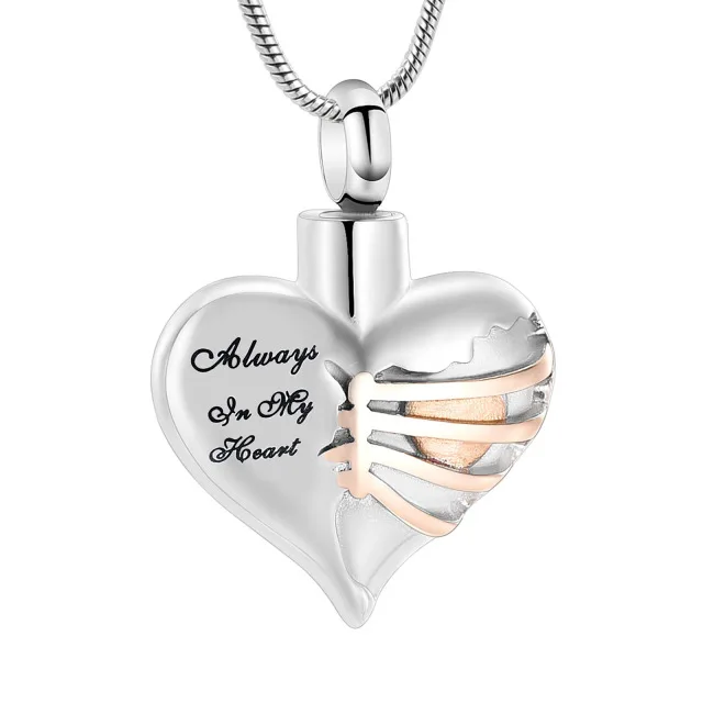 

Always In My Heart Cremation Necklace Hold Human Pet Ashes Keepsake Jewelry Stainless Steel Memorial Urn Pendant Women Men