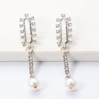 korean dangle earrings za 2021 women rhinestone classic luxury pearl hanging earring wholesale jewelry accessories free shipping