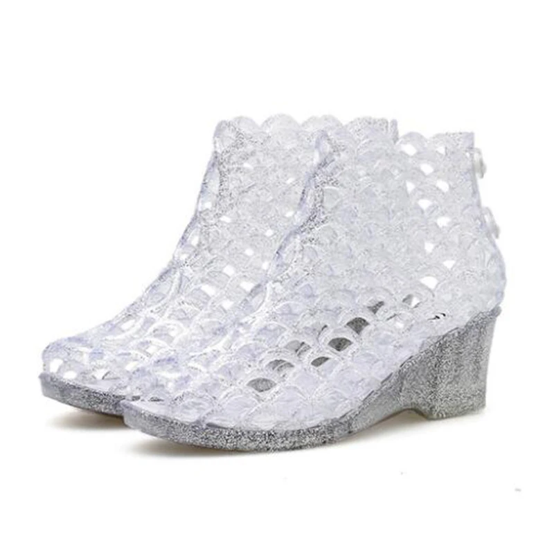 Женские блестящие сандалии гладиаторы летние Прозрачные Пляжные с открытым