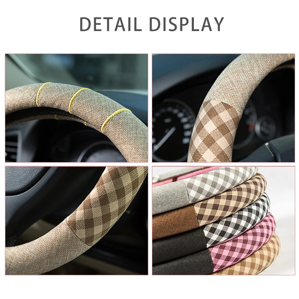 Автомобильный льняной чехол на руль четыре сезона универсальная ткань для