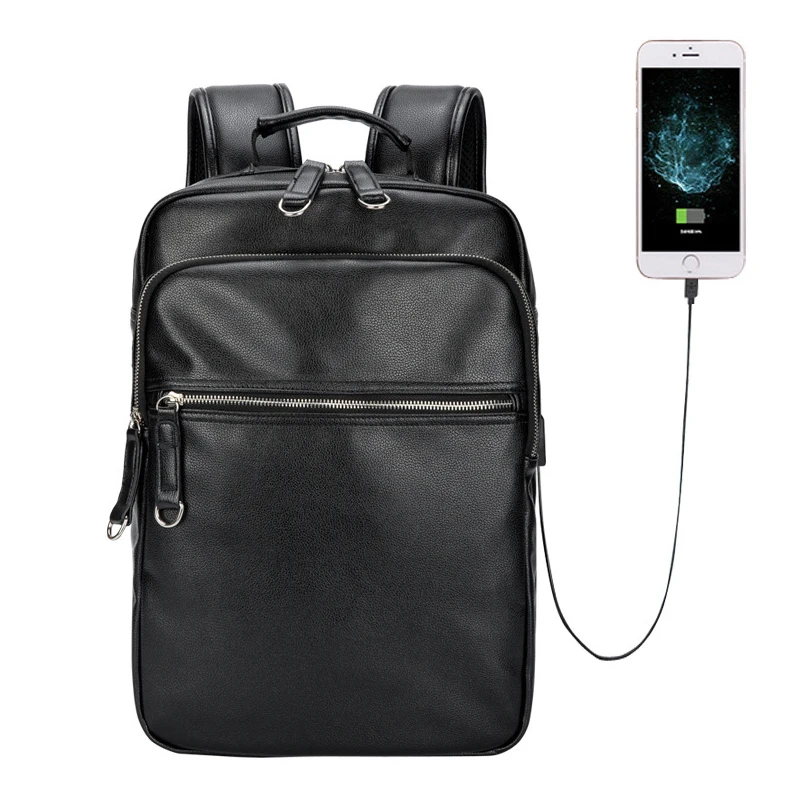 New Brand Genuine Leather Men Backpacks Real Natural Student Backpack Boy Luxury Business Laptop School Bag 14 Inch | Багаж и сумки