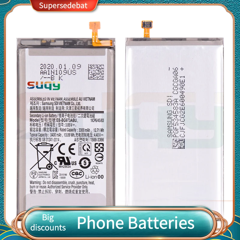 

for Samsung Galaxy S10 SM-G9730 G973 Bateria 3400mAh EB-BG973ABU Replacement Battery for Galaxy S10 X G973F G973U G973W Batterie