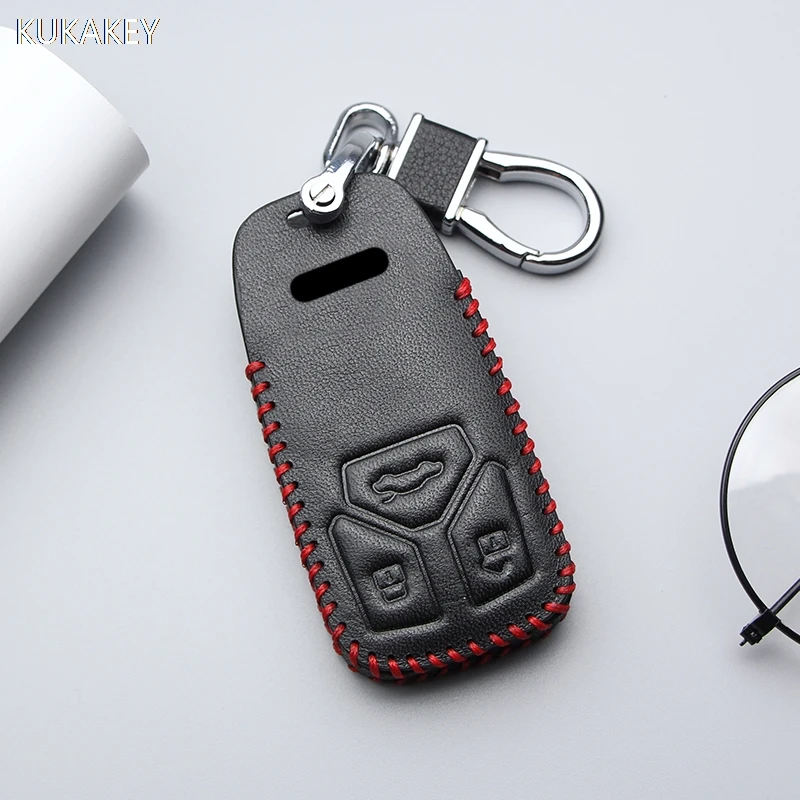 

KUKAKEY Leather Car Key Cover Case For Audi A1 A2 A3 A4 A5 A6 A4L A6L A8 Q2 Q3 Q5 Q7 Q8 TT Auto Key Bag Shell Skin Car Styling