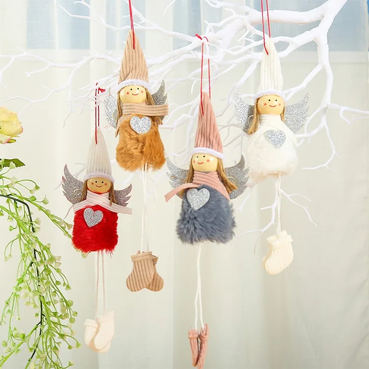 

New Creative Christmas Decoration Cute Angel Pendant Plush Doll Christmas Tree Ornaments Home Charm Wholesale WB1086