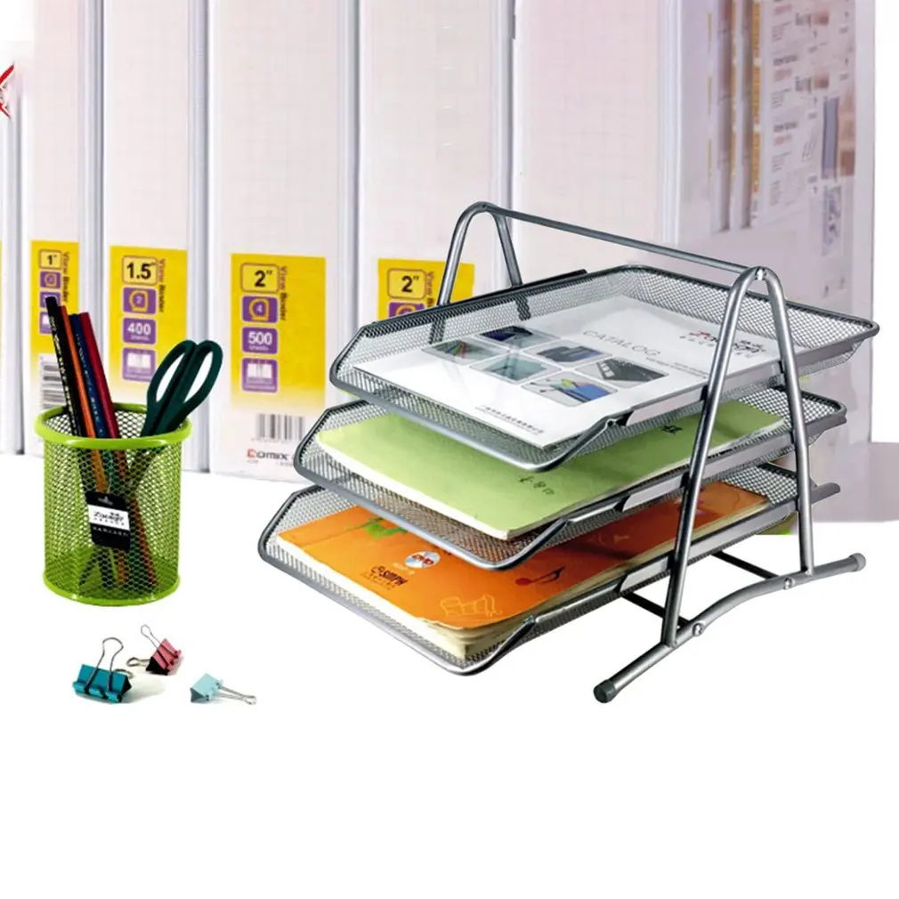 Золотой металлический поднос для файлов настольный аксессуар подставка