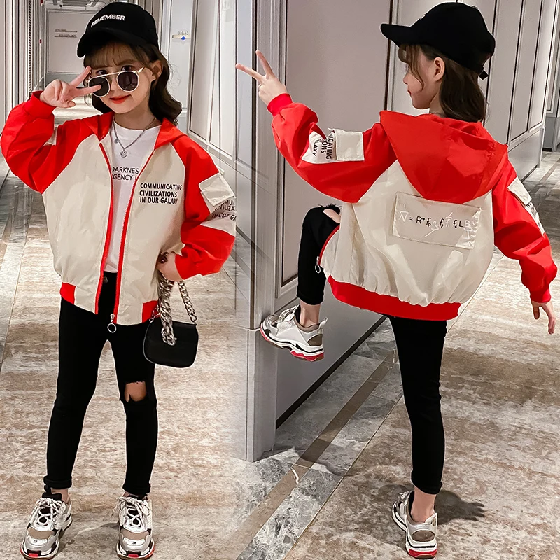 

плае 2020 новинка и Kids Girl Clothes Spring and Autumn Red Zipper Clothing кђѬка веѬовка девоки ђди для девоек 12 ле