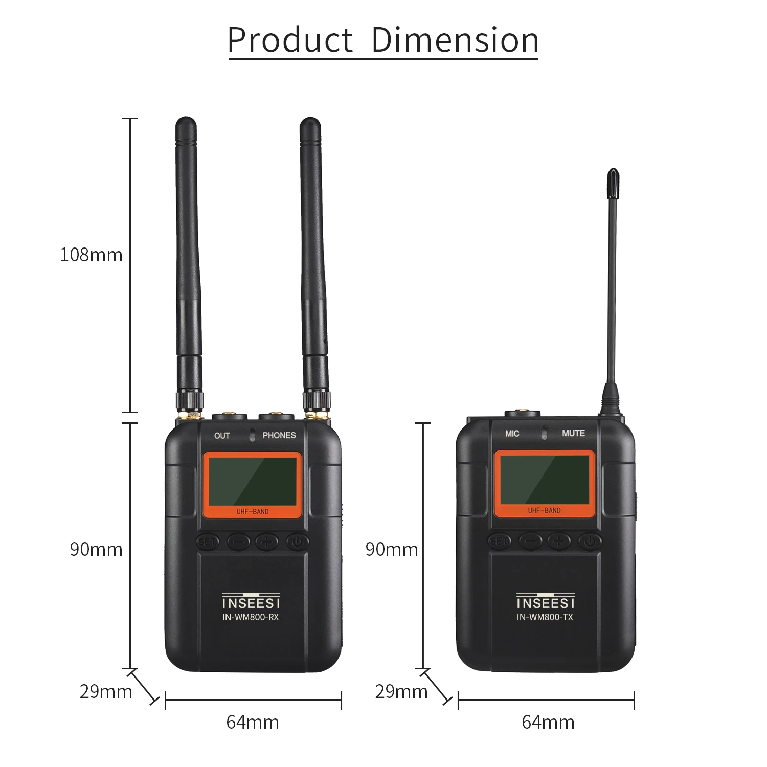 IN-WM600/IN-WM800 петличный беспроводной микрофон системы UHF двухканальный с ЖК-экраном для Canon Nikon DSLR камеры видеокамеры