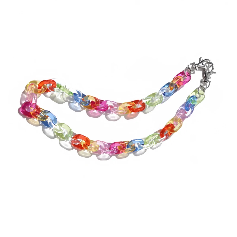 

2021 Hot Chic Acrylic Candy-colored Pants Trousers Chain Hip-hop Transparent Rainbow Color Keychain Jewelry Jeans Accessories