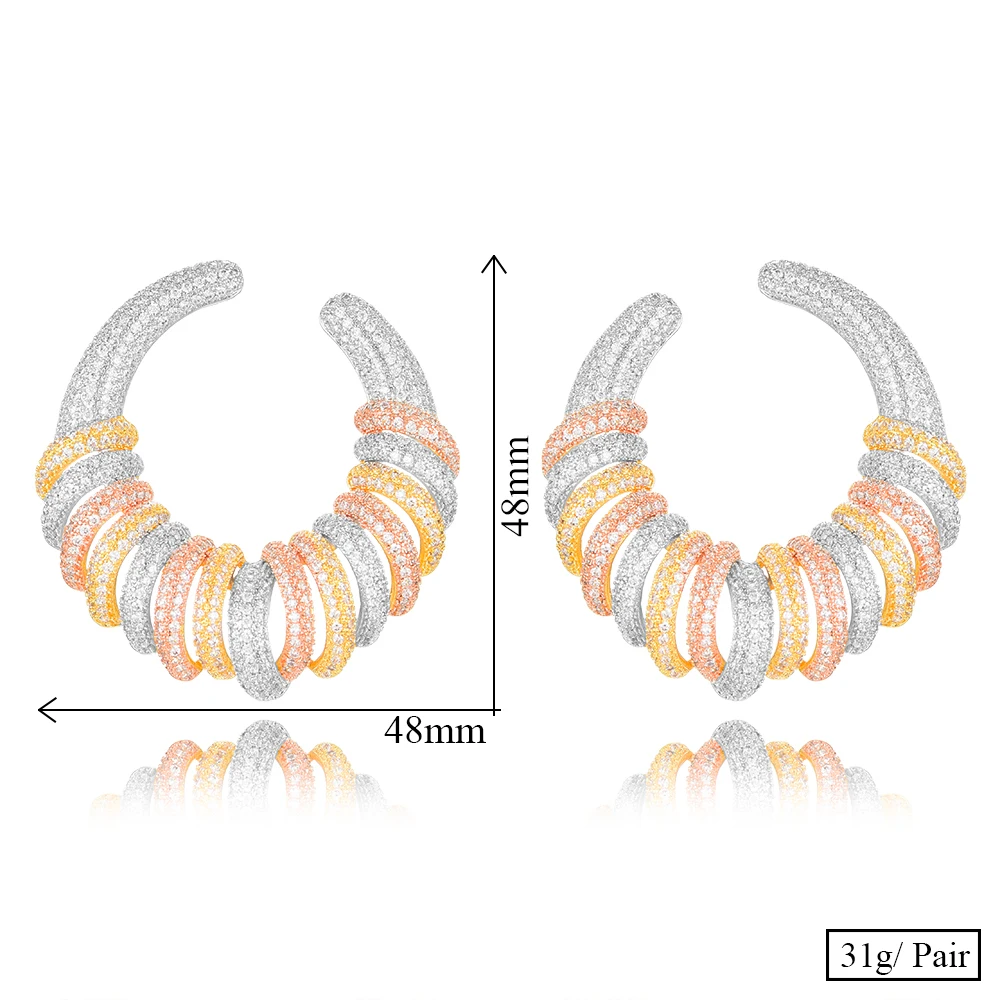 

SISCATHY New Luxury Bridal Engagement Wedding Party Earrings Fashion Jewelry Trendy Round Cubic Zirconia Stud Earrings for Women