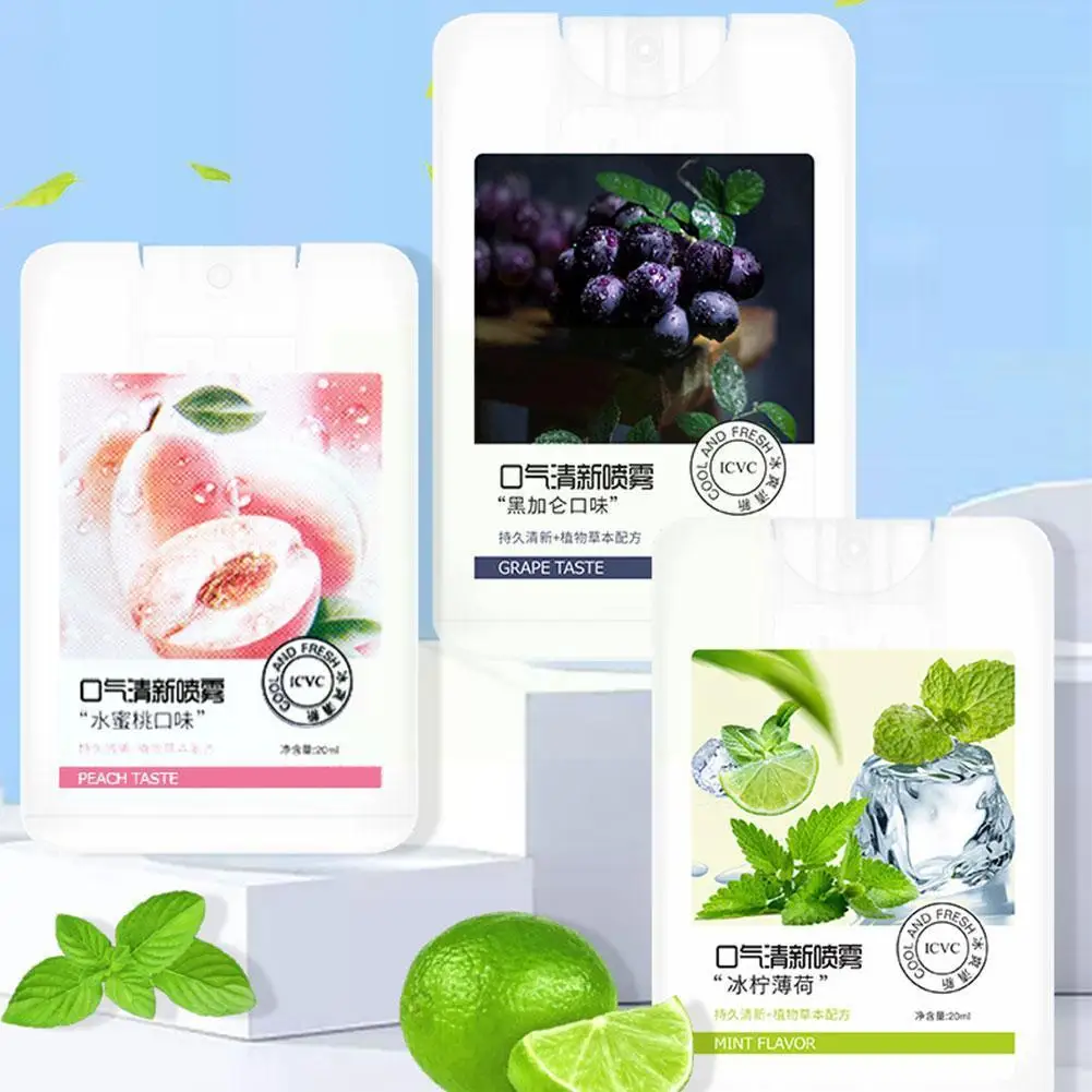 

20 Ml Fruity Breath Refreshing Spray Ice Mint Blackcurrant Treatment Freshener Flavor Cares Odor Halitosis Peach Breath Liq L8v5