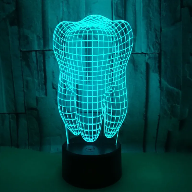 

3D Tooth Teeth LED Night Light Colorful Dentist Dentistry Decoration Bedroom Touch Table Cool Lamp Birthday Christmas Gift