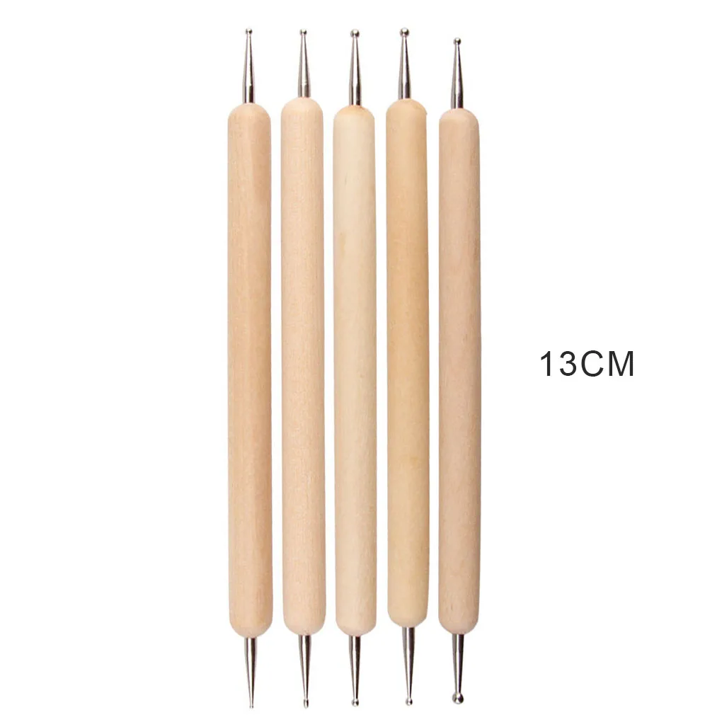 5 шт./компл. перо для тиснения ногтей деревянный шариковый стилус инструмент