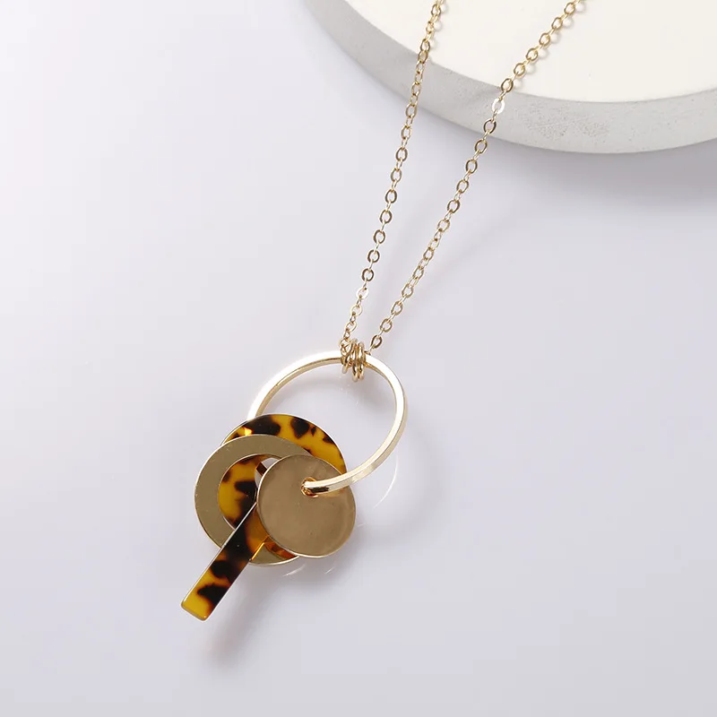 2021 женское ожерелье из золотого сплава круглое Леопардовый цвет акриловый