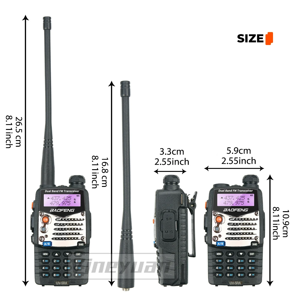 BAOFENG Walkie Talkie UV-5RA VHF/UHF (136-174&400-520MHz) Dual band 5W 128CH Portable FM Two Way Radio With Earpiece