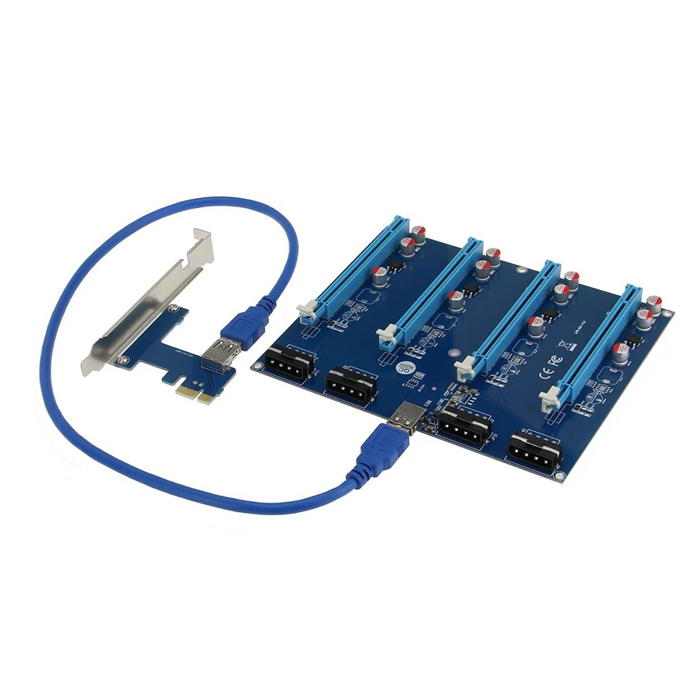 

PCIe 1X to 4 PCIe 16X Adapter PCI Express Riser Card Extender for BTC ETH LTC Cryptocurrency Mining