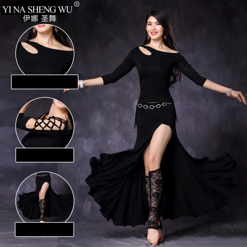 

Modal Belly Dance Costume Off-shoulder Top Split Skirt 2pcs Set New Women Sexy Bellydance Practice Performance Clothing Dress